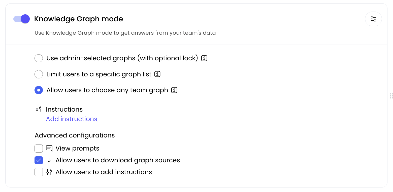 Knowledge Graph configuration interface