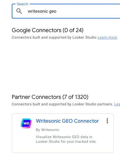 Search in connector gallery