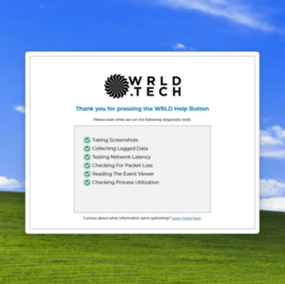 WRLD Help Button running diagnostic tests