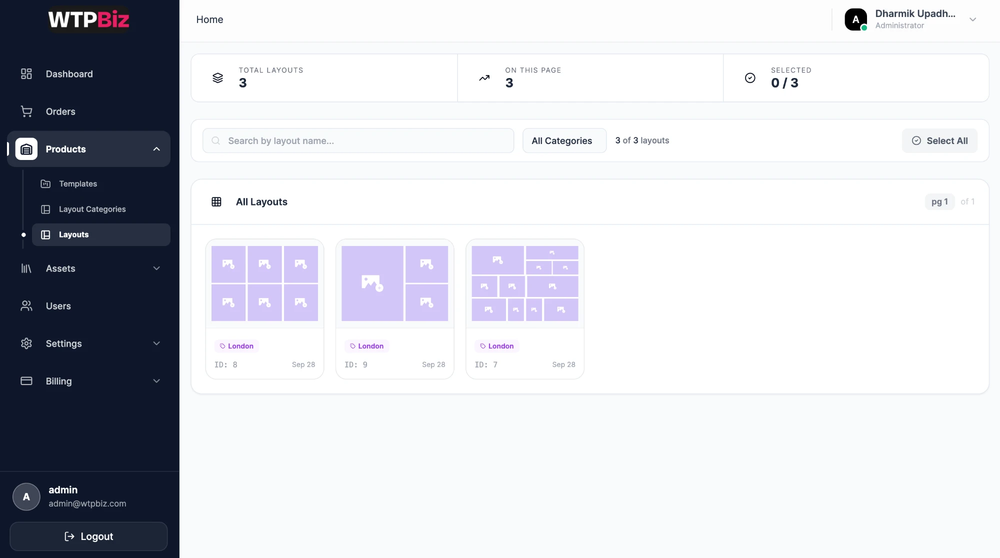 All Layouts grid
