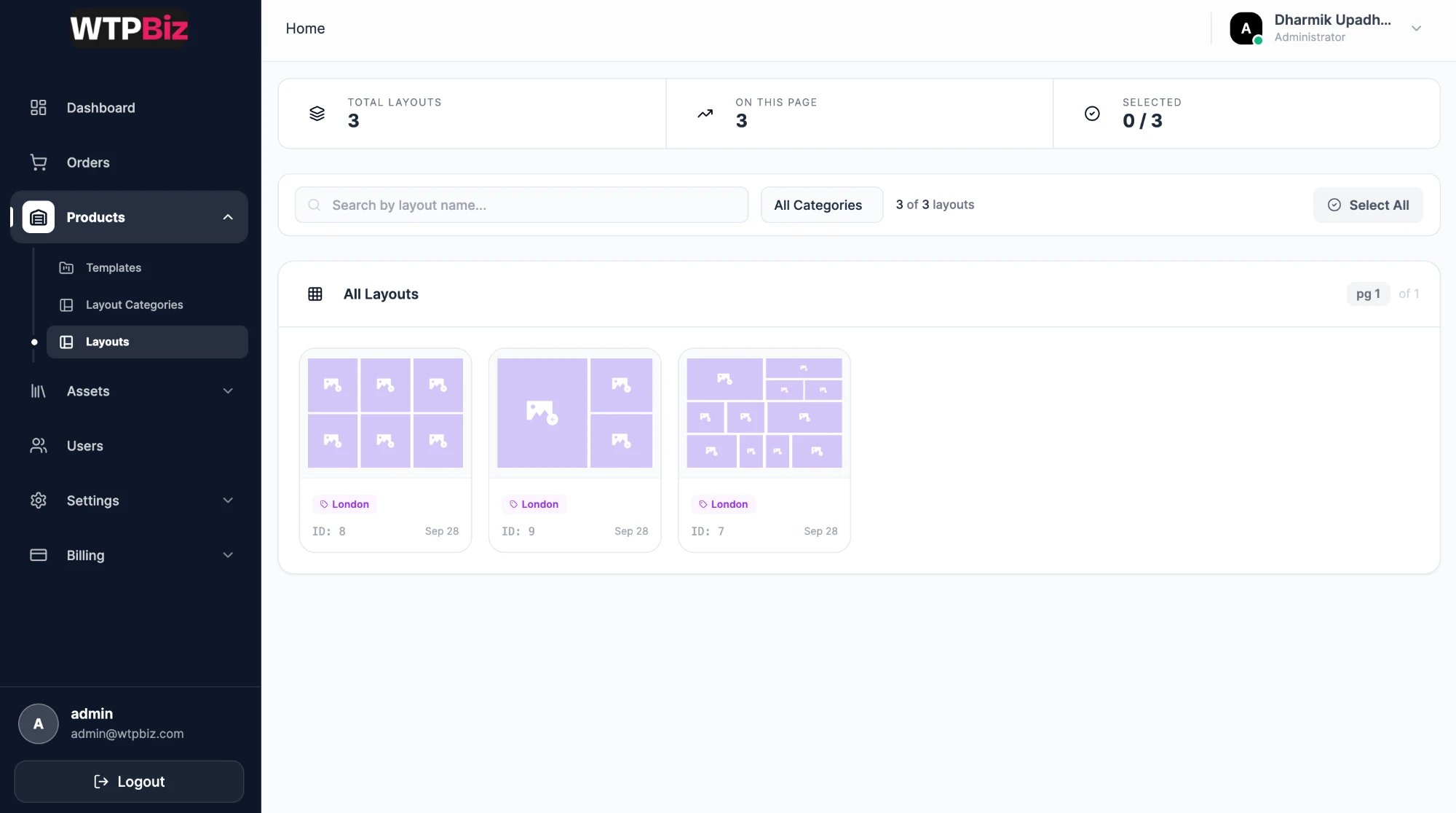 All Layouts grid