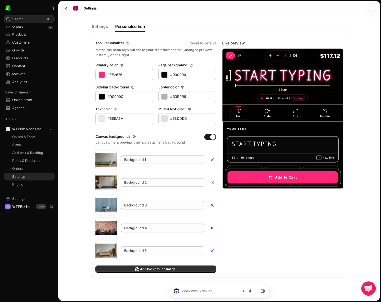 Tool Personalizer with live preview