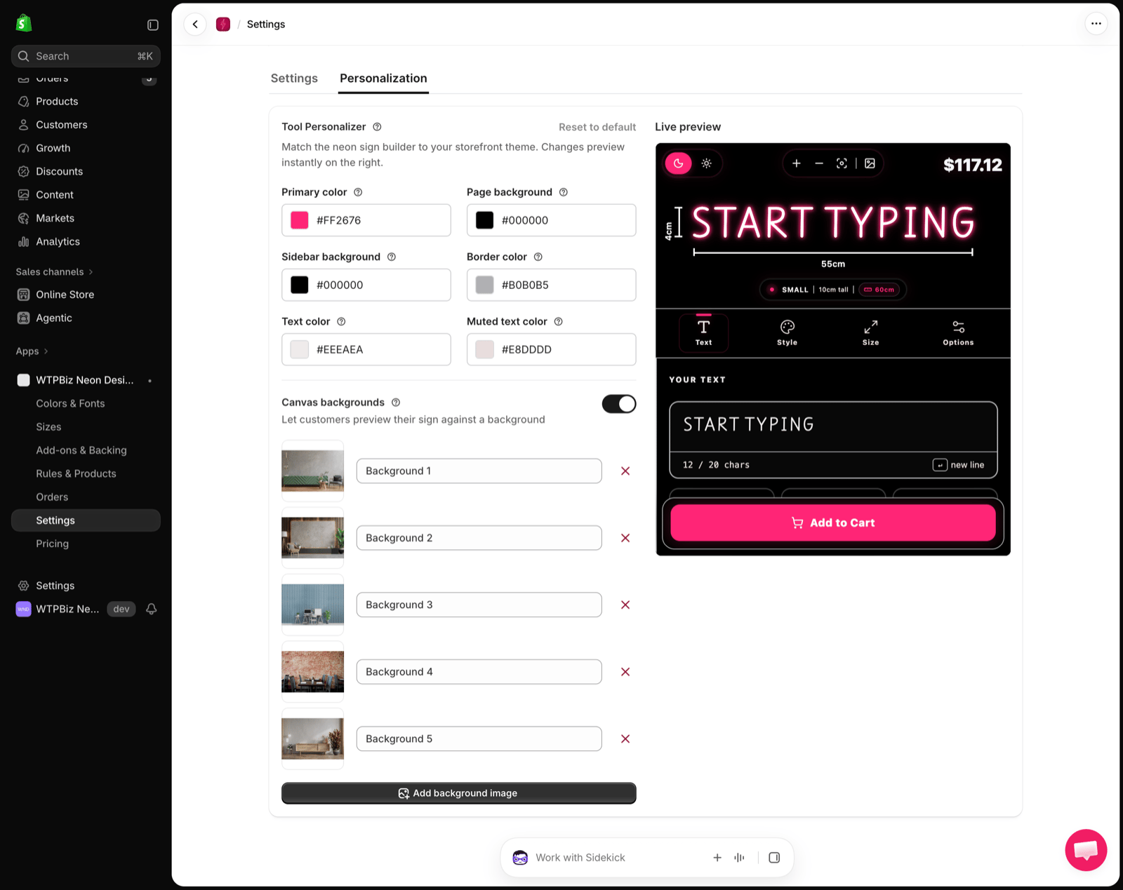 Tool Personalizer with live preview