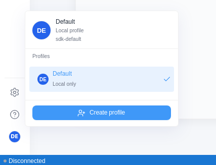 Create profile 菜单