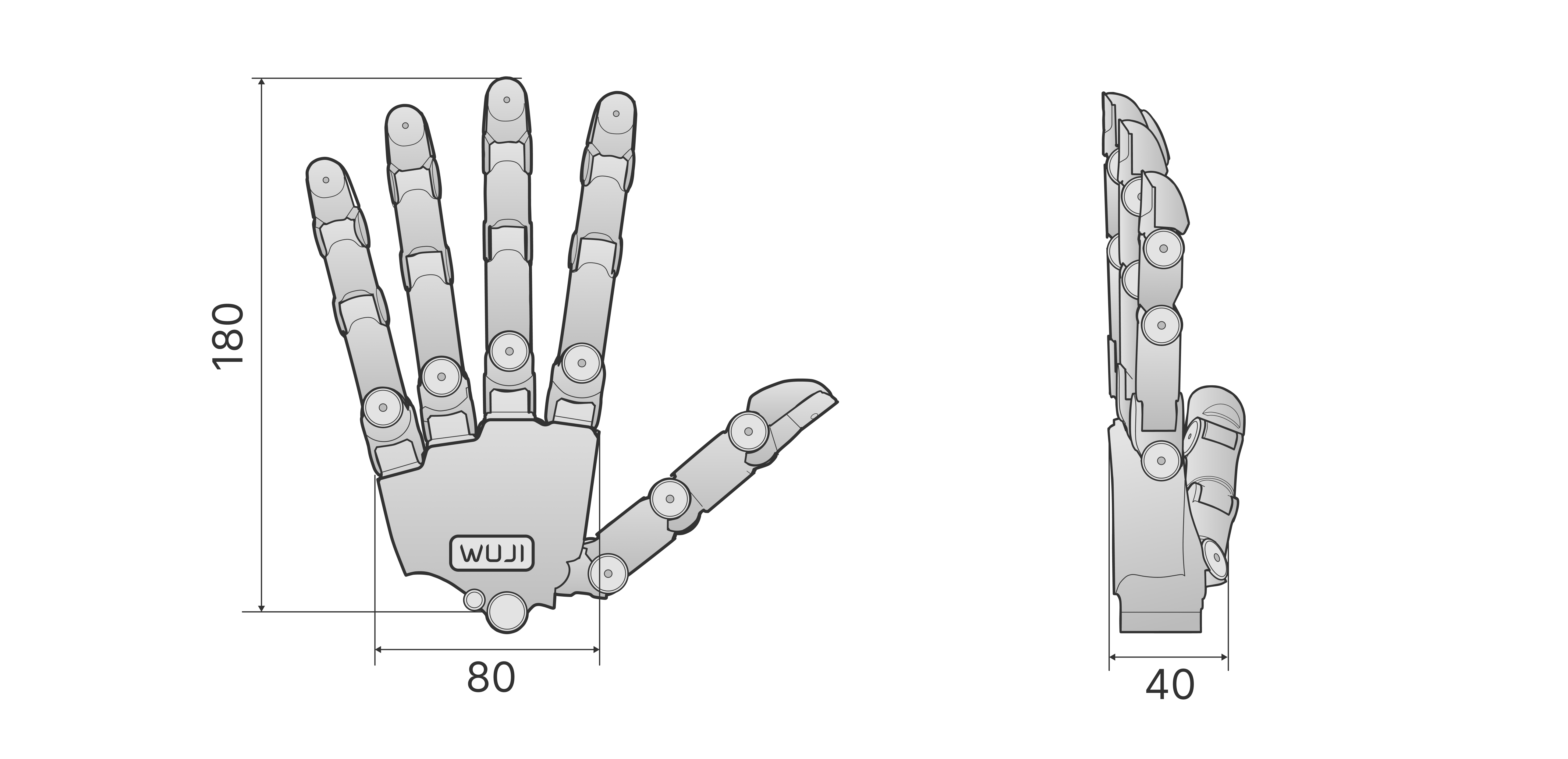Wuji Hand 2 外形尺寸