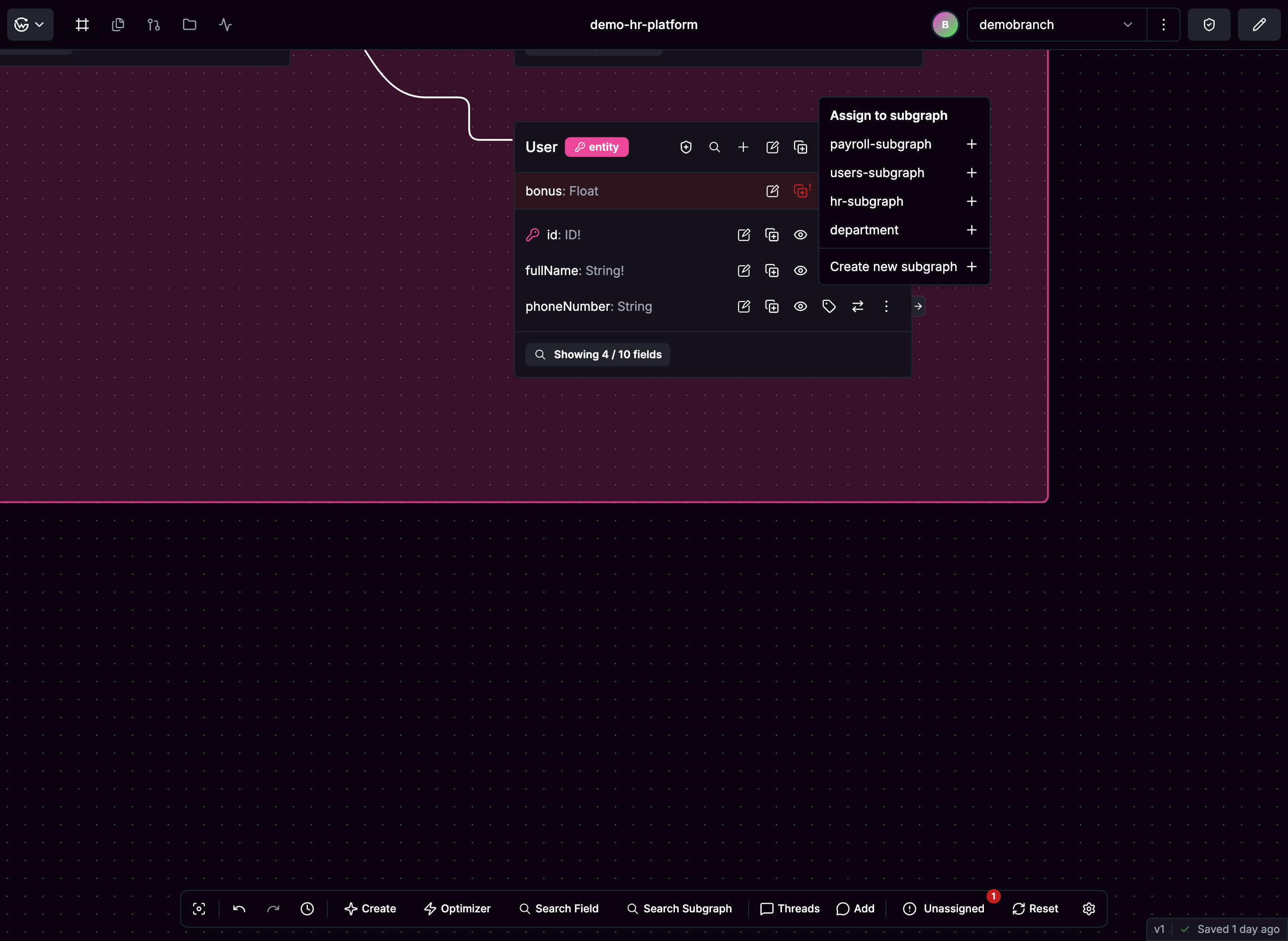 Subgraph assignment options