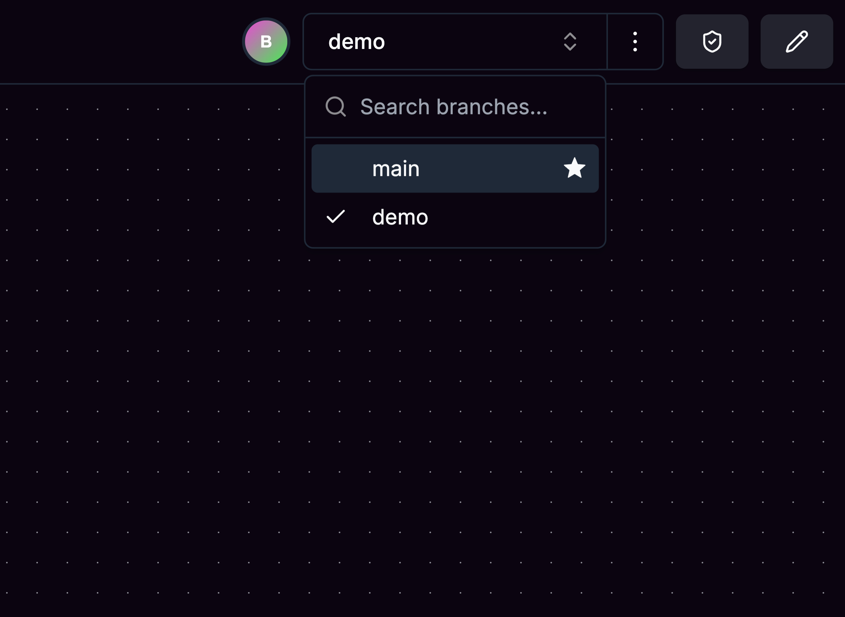 Branch selection dropdown