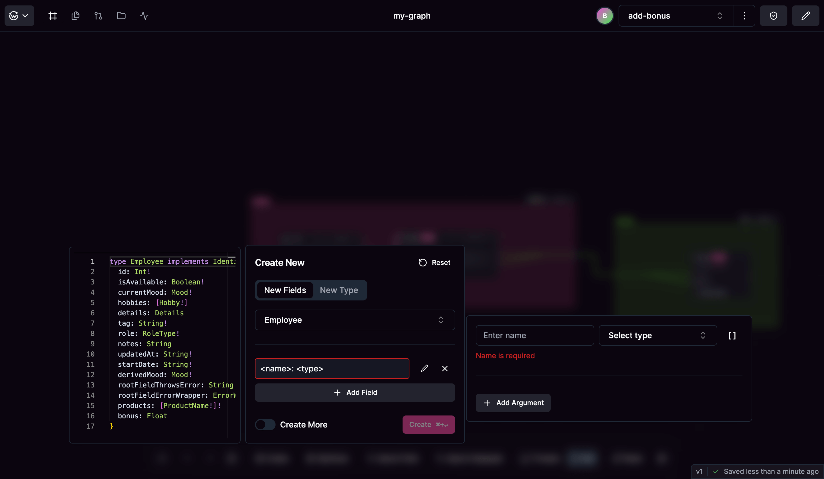 Creating types and fields
