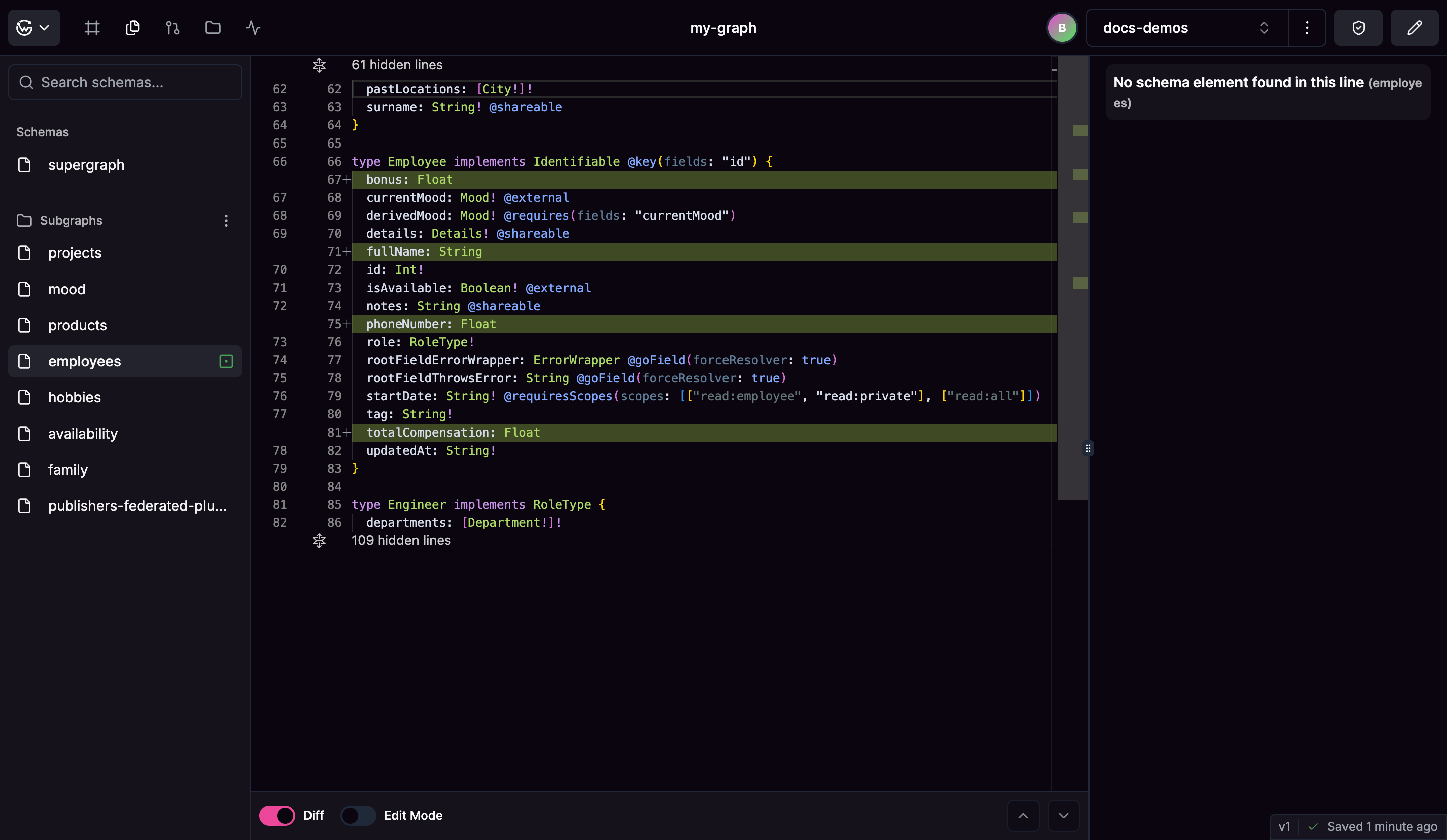 Schema page interface