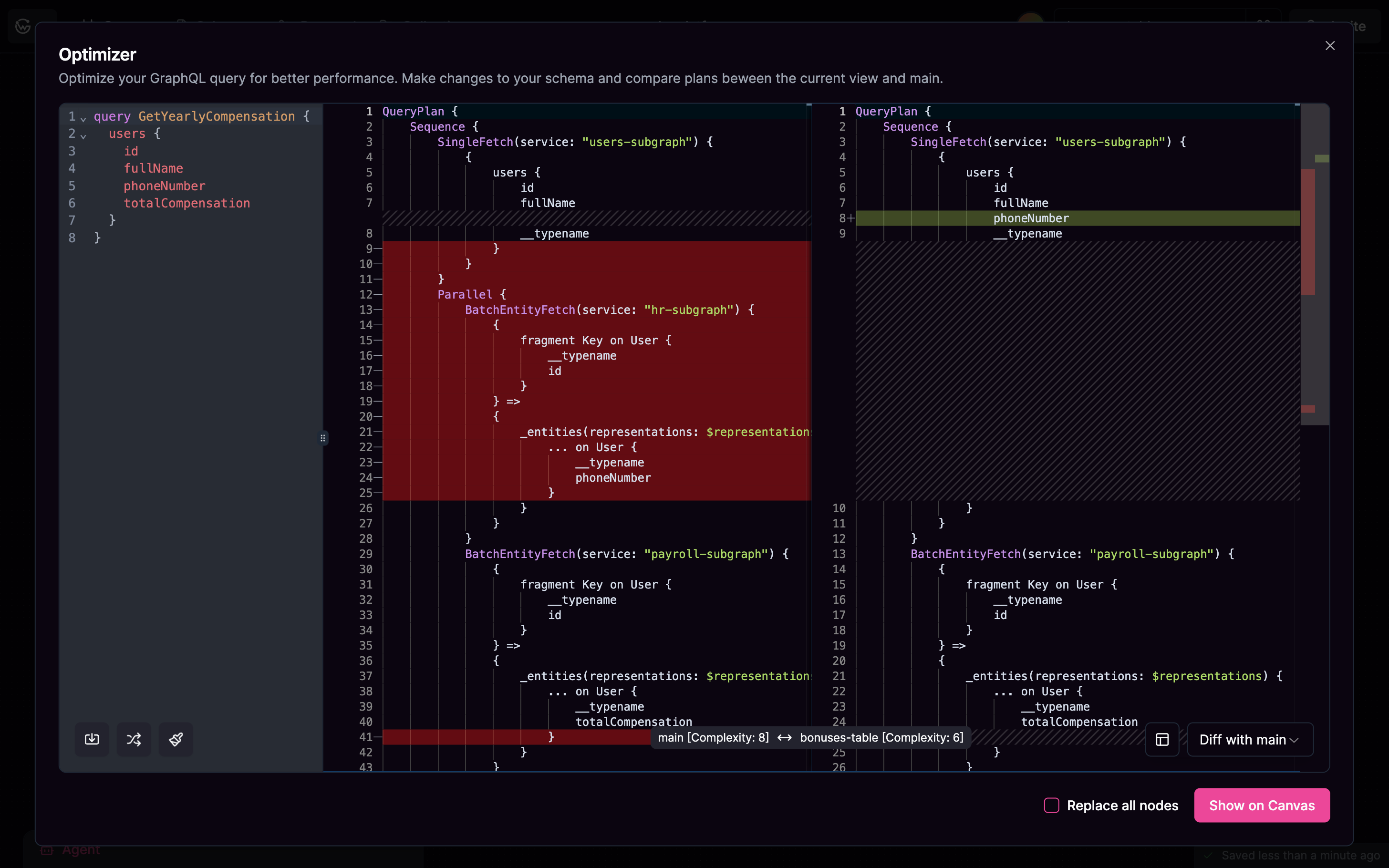 Query plan comparison