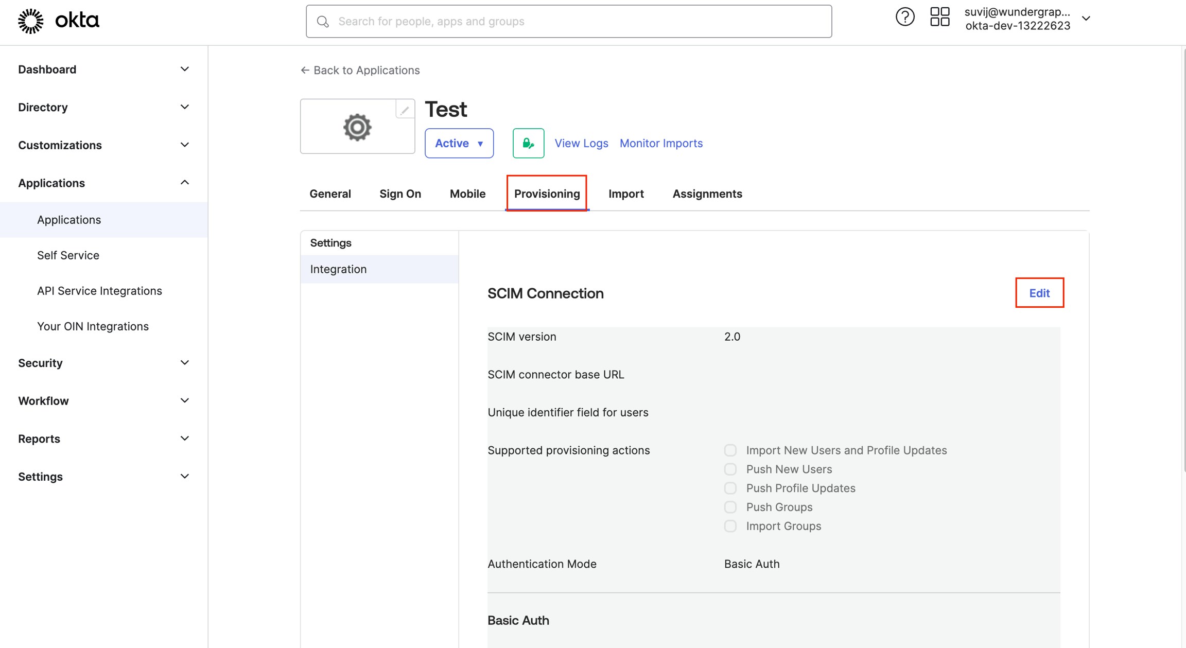 Okta assignments screen Okta assignments screen