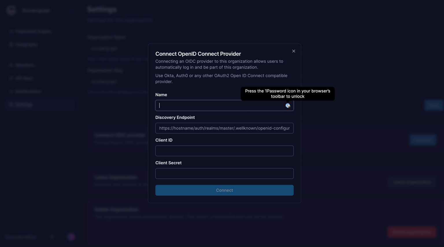 Connect OpenID provider for organization Connecting OpenID Connect provider for specific organization in Cosmo Docs