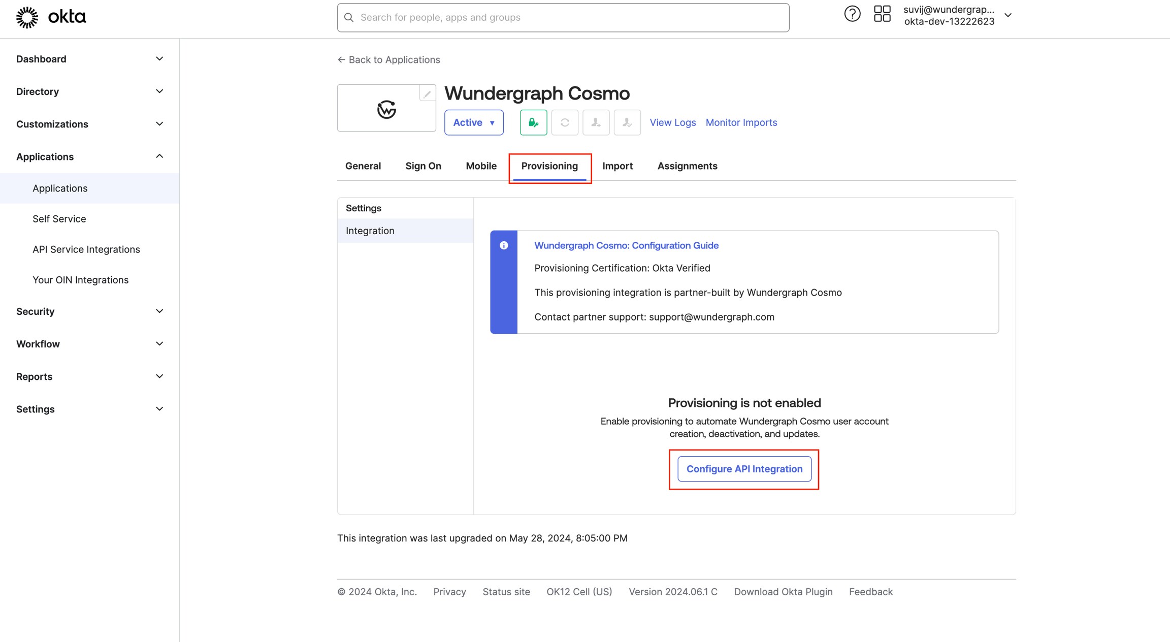 Configure API Integration for WunderGraph Cosmo Configure API Integration for WunderGraph Cosmo