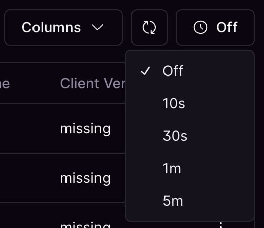 Columns customization dropdown Columns customization dropdown