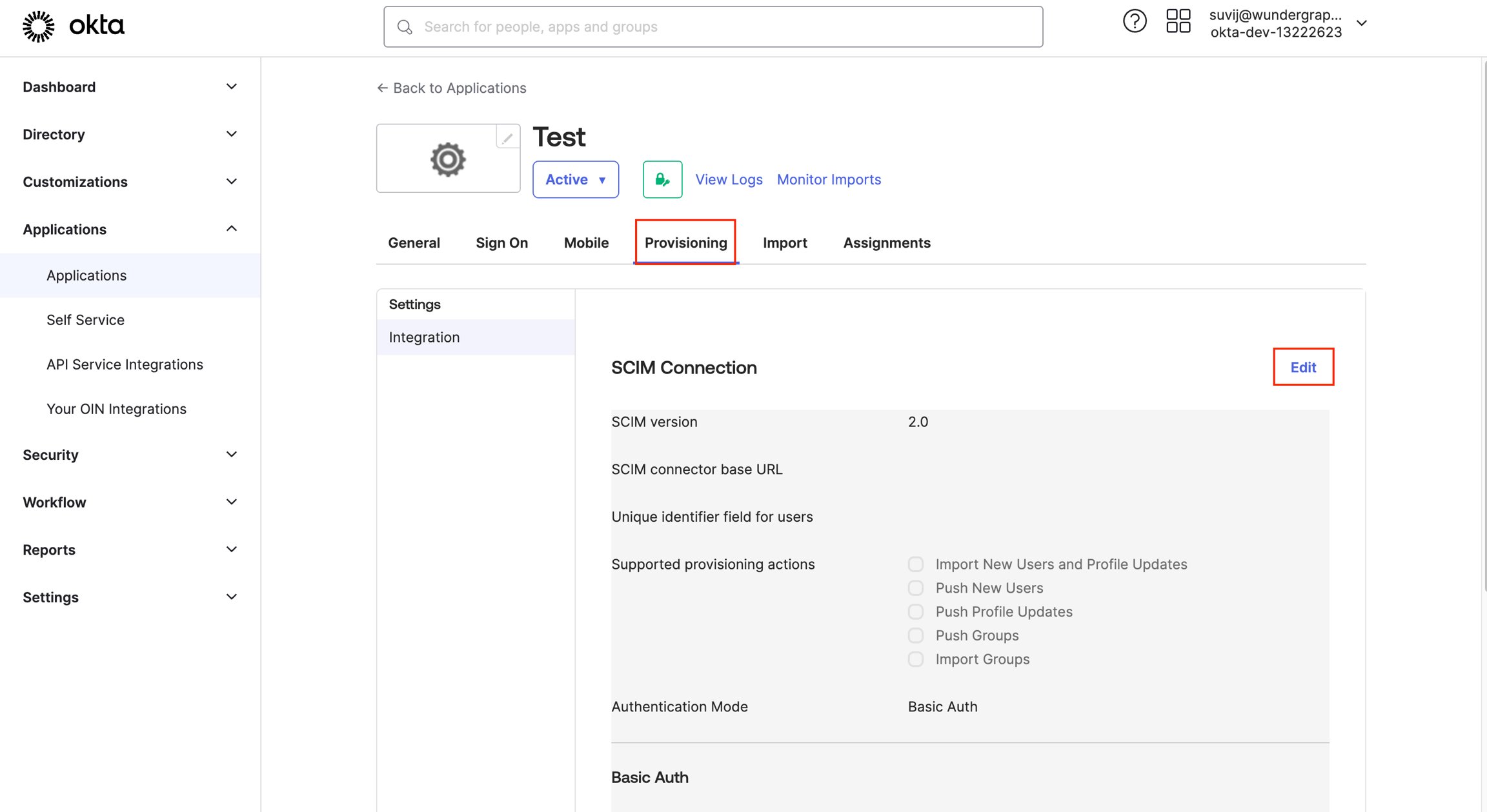 Okta assignments screen Okta assignments screen