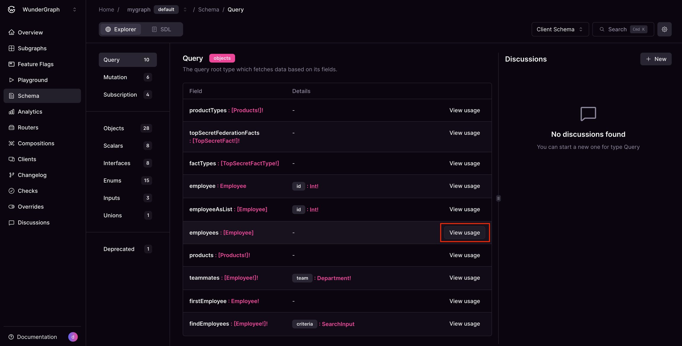 Employees query usage details Employees query usage details