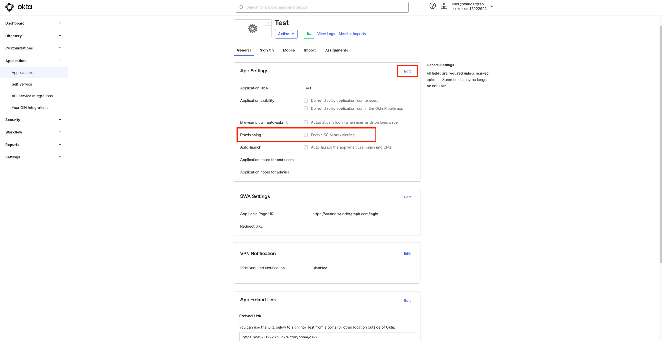 SCIM connector test result