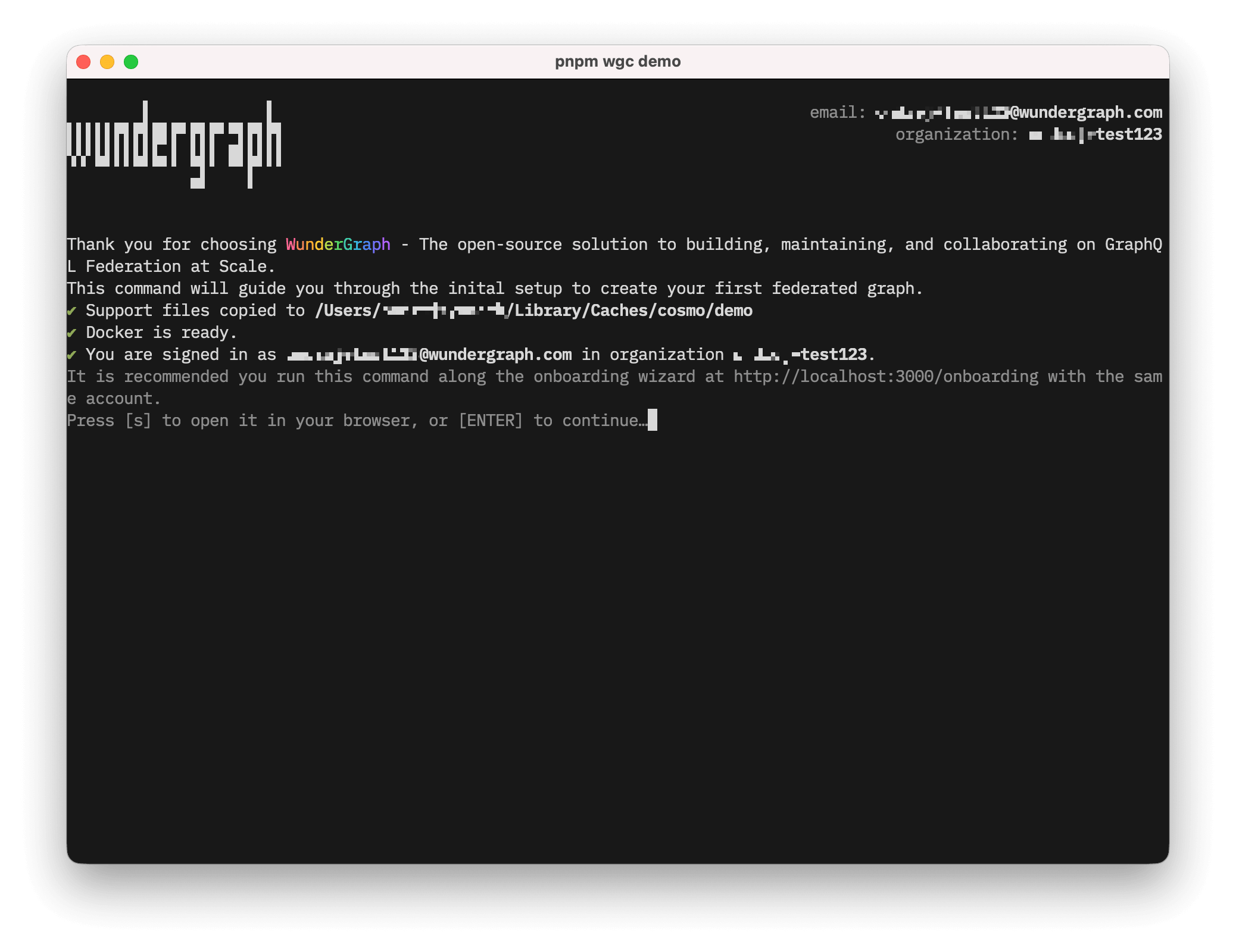 Terminal running demo command