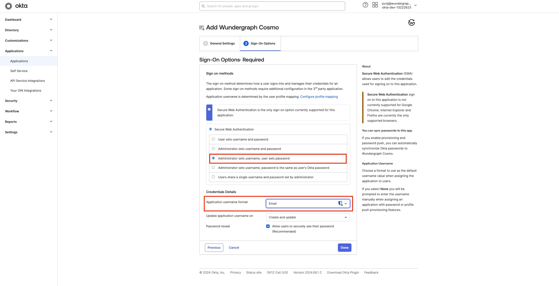 WunderGraph Cosmo sign-on-setup WunderGraph Cosmo sign-on setup