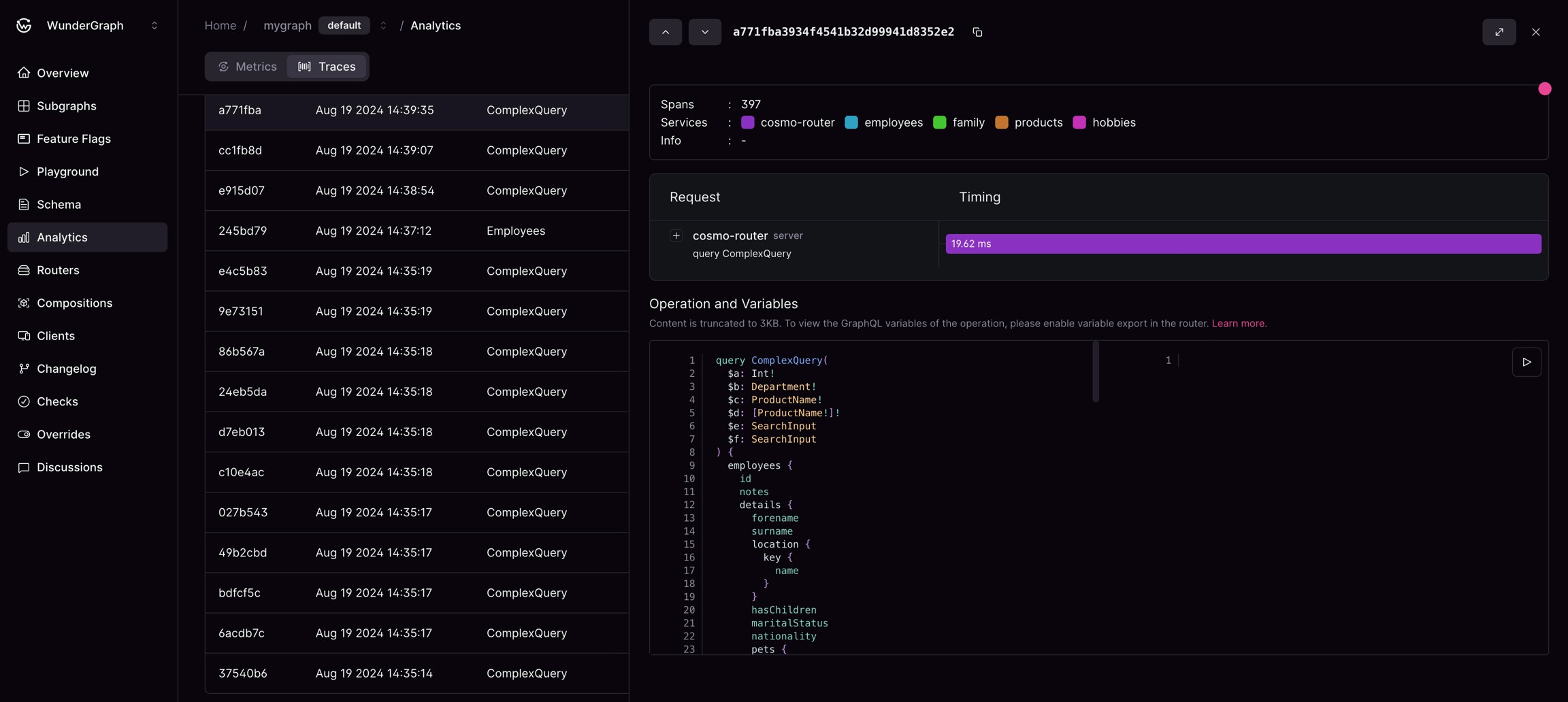 Query trace with multiple spans Query trace with multiple spans