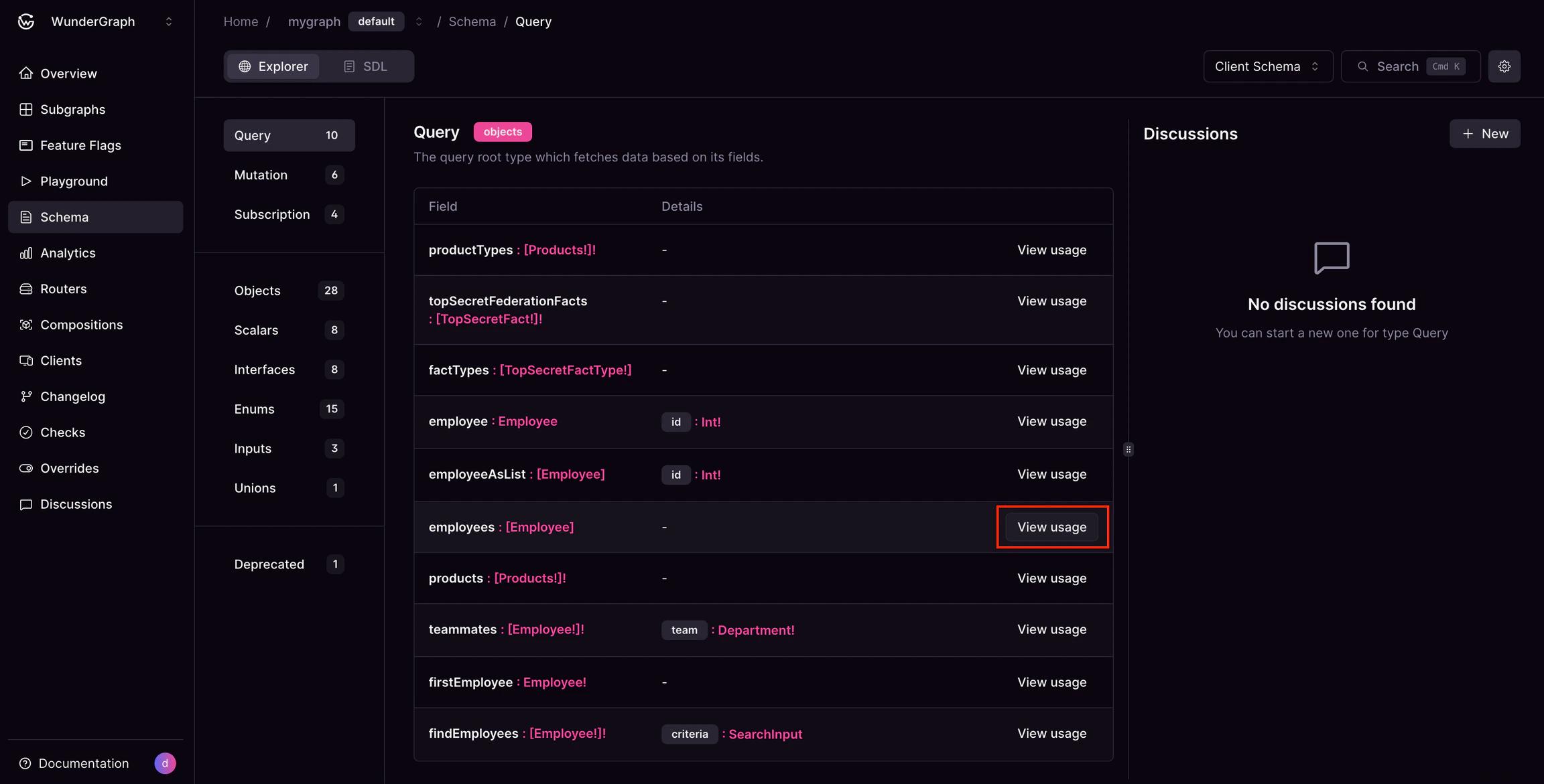 Employees query usage details Employees query usage details