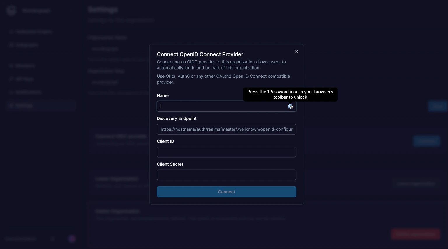 Connect OpenID provider for organization Connecting OpenID Connect provider for specific organization in Cosmo Docs