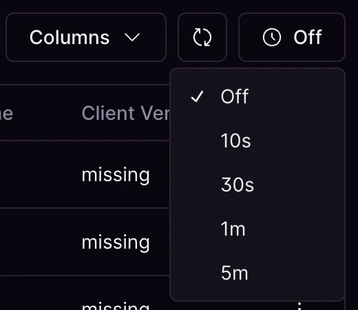 Columns customization dropdown Columns customization dropdown
