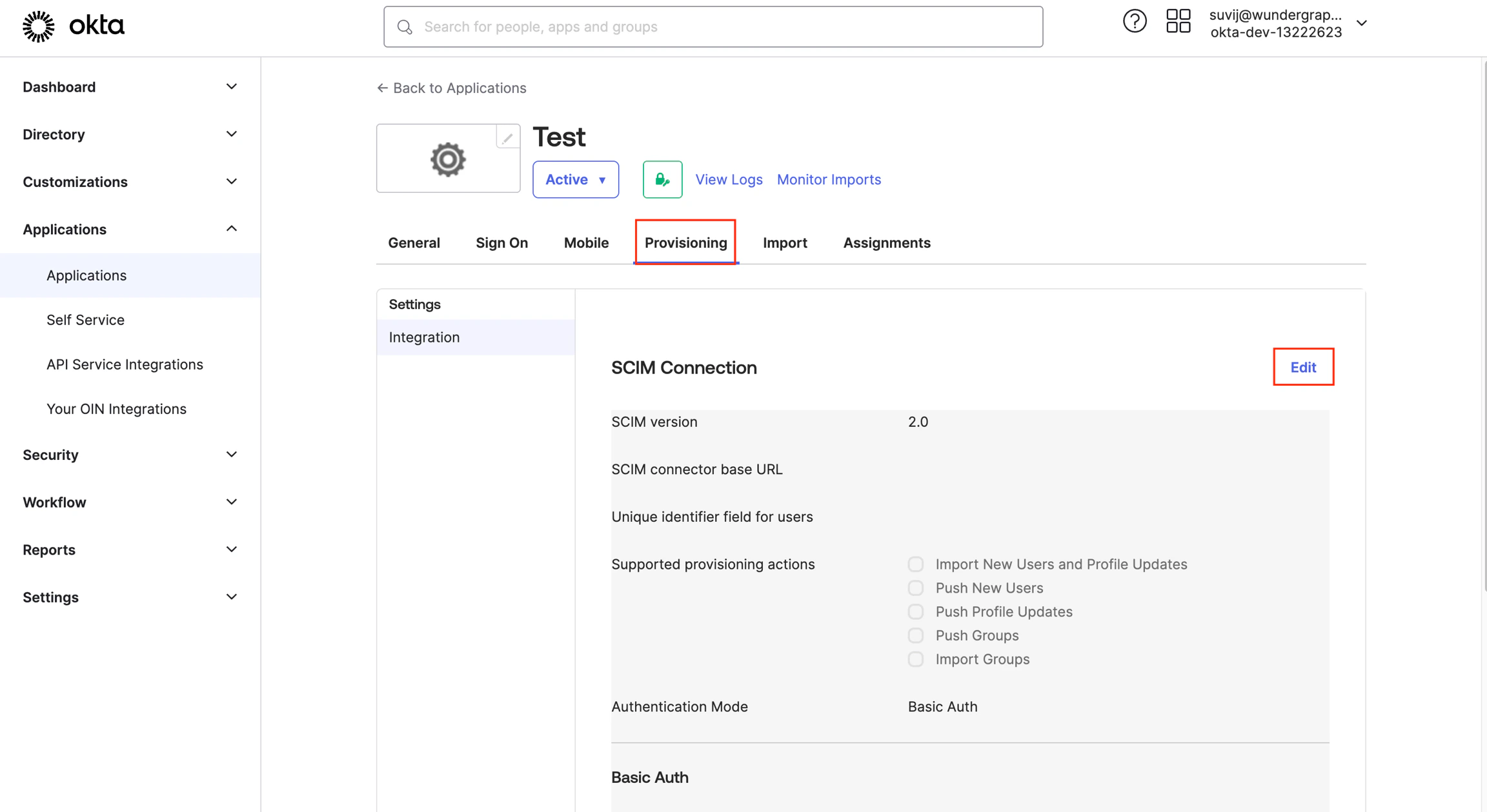 Okta assignments screen Okta assignments screen