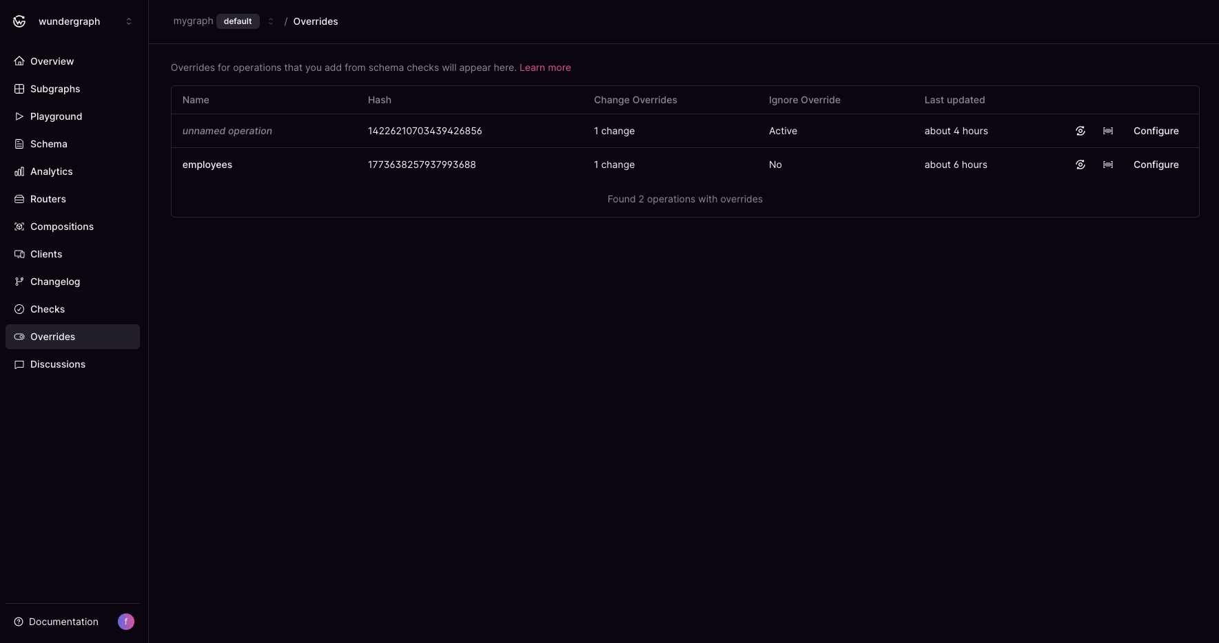 Operations with overrides and status info Two operations with overrides showing timestamps and statuses in Cosmo Docs
