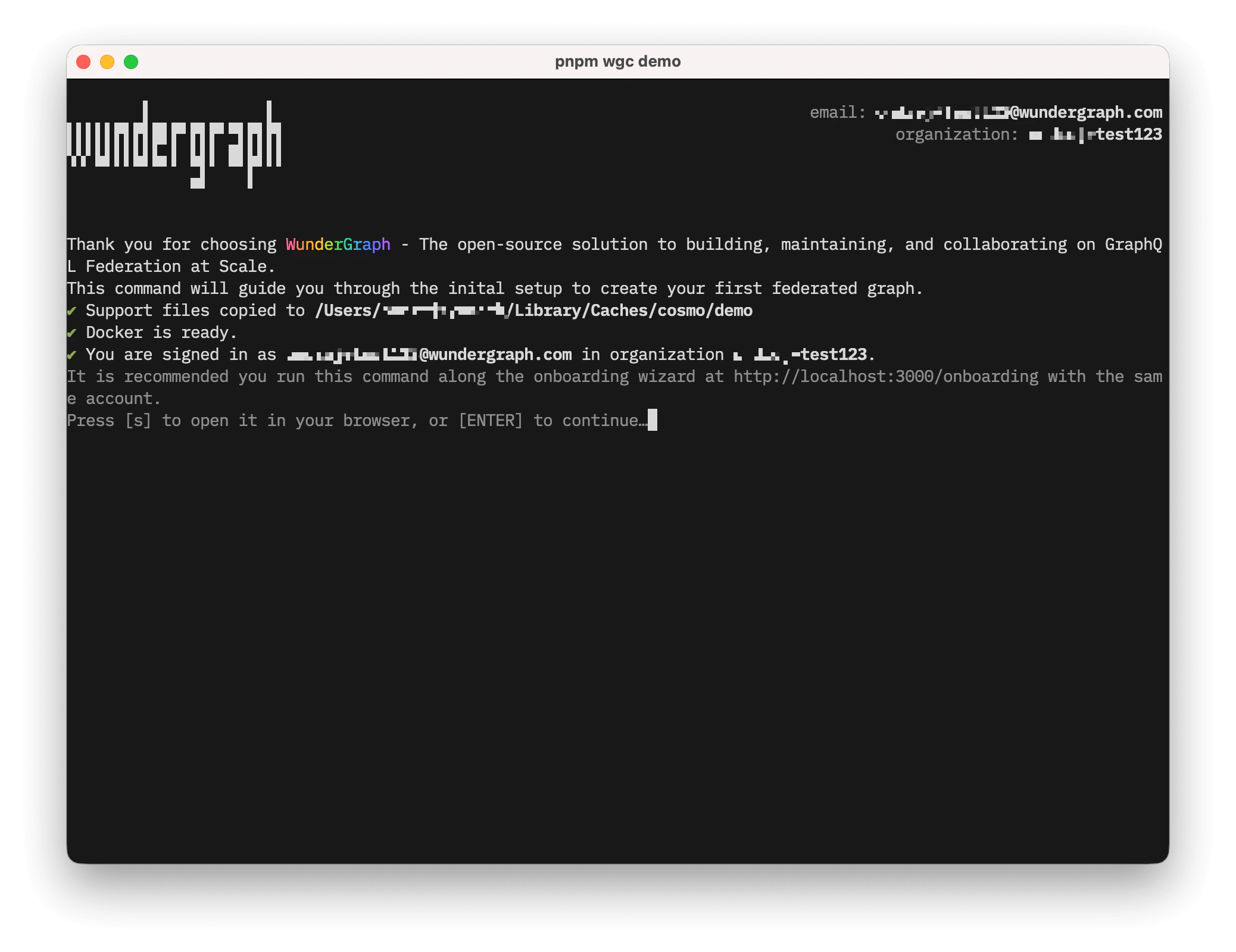 Terminal running demo command