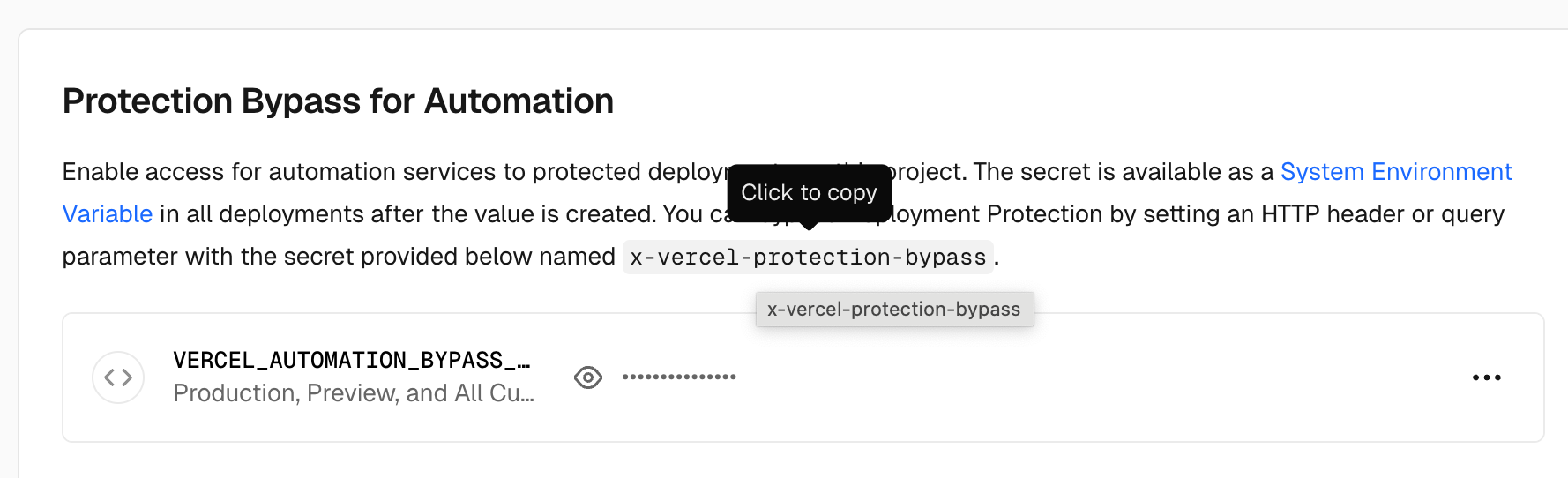 Vercel Protection Bypass