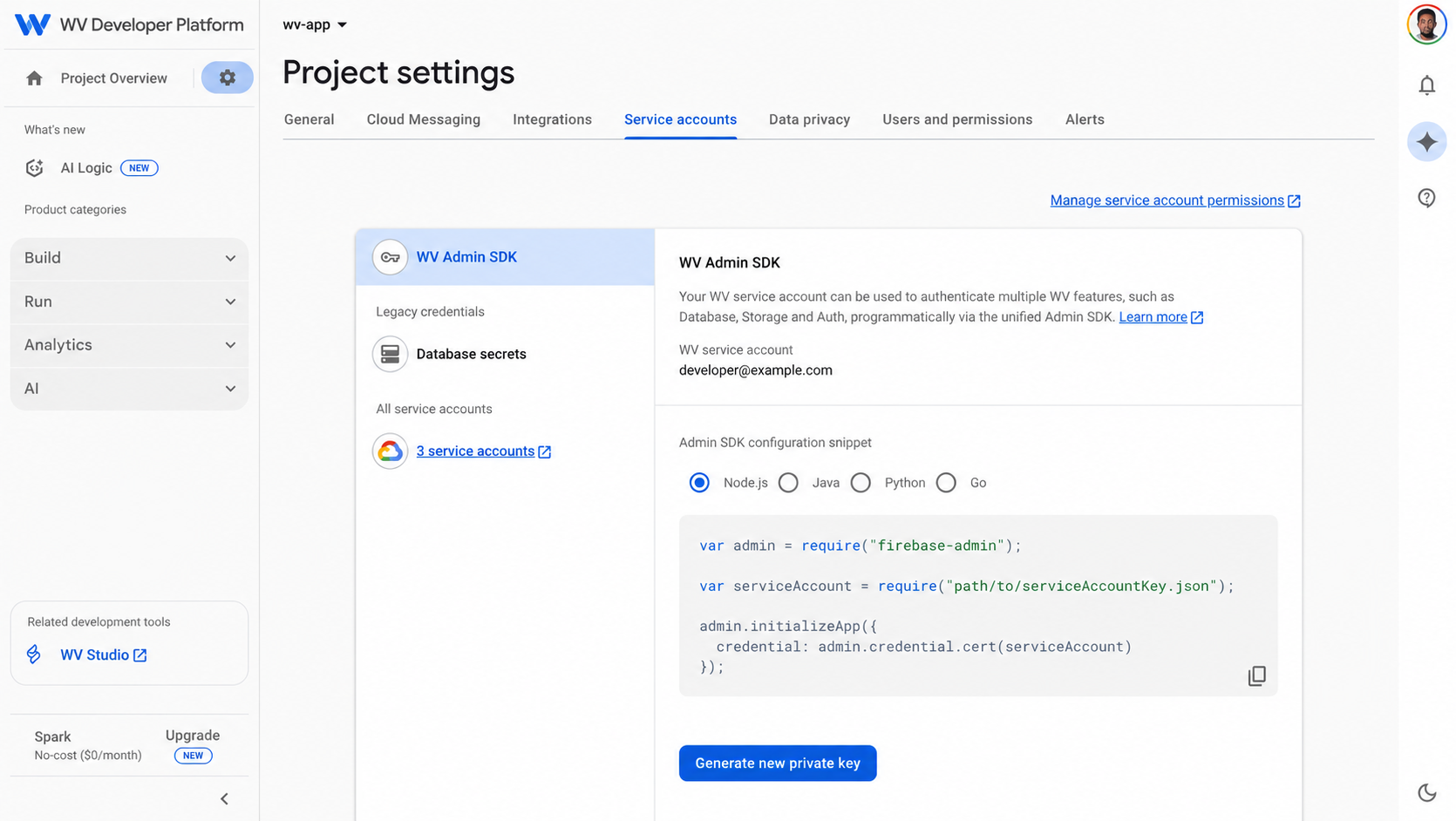 Firebase Service Accounts