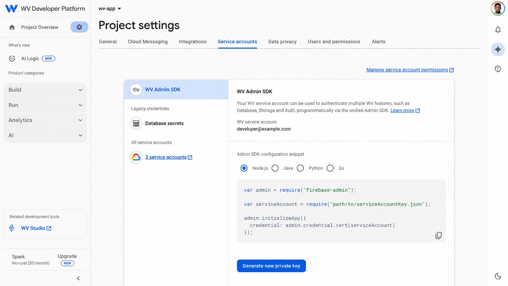 Firebase Service Accounts
