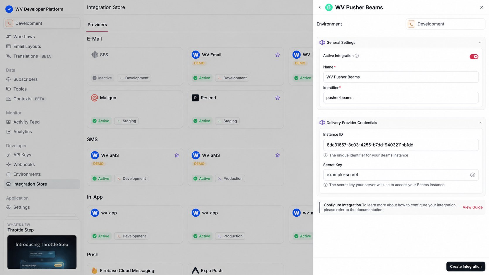 Pusher Beams Integration in WorldVisa