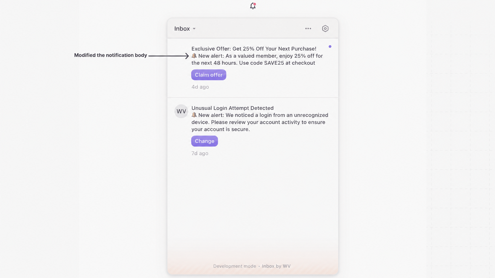 Customize notification body