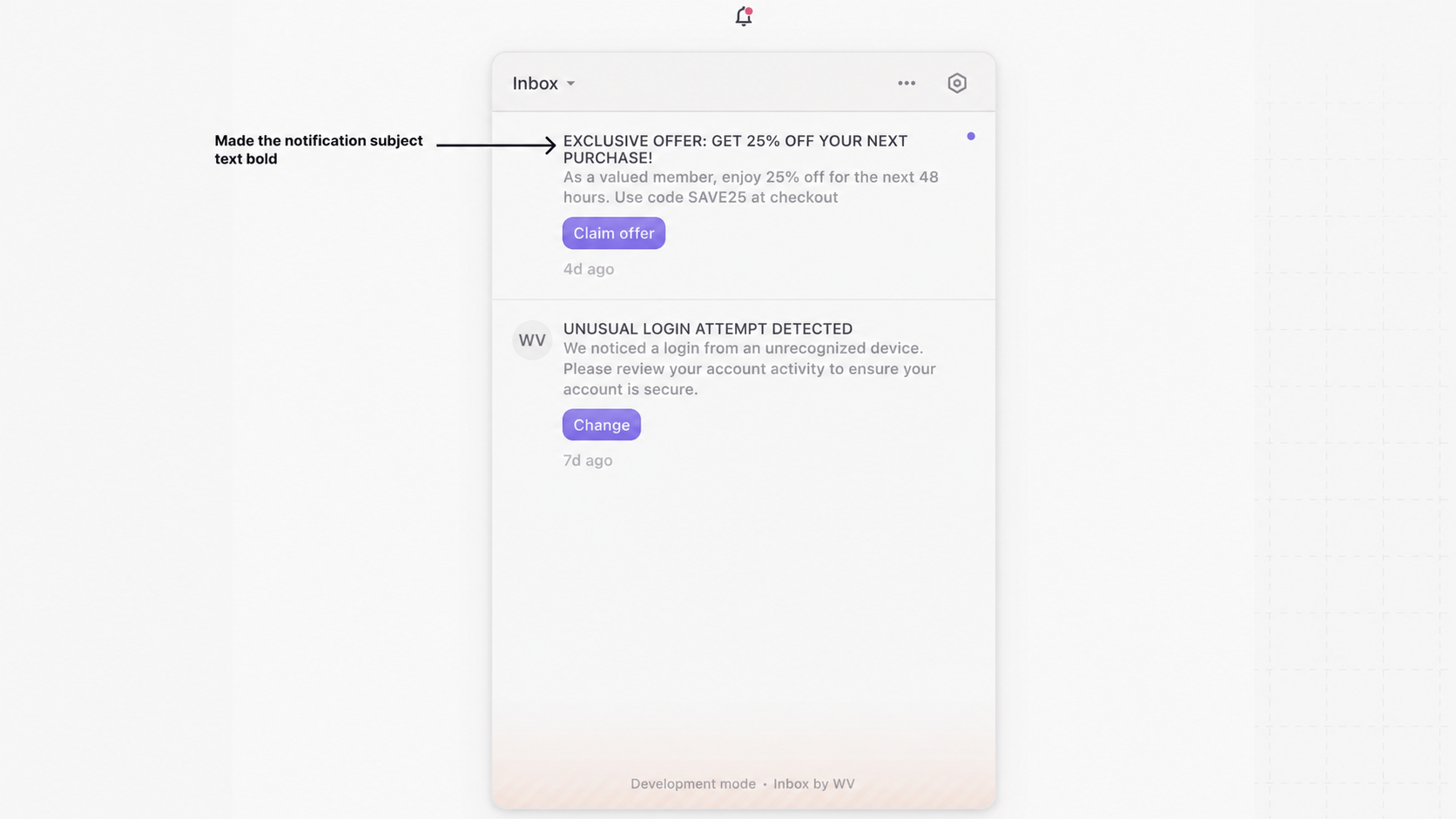 Customize notification subject