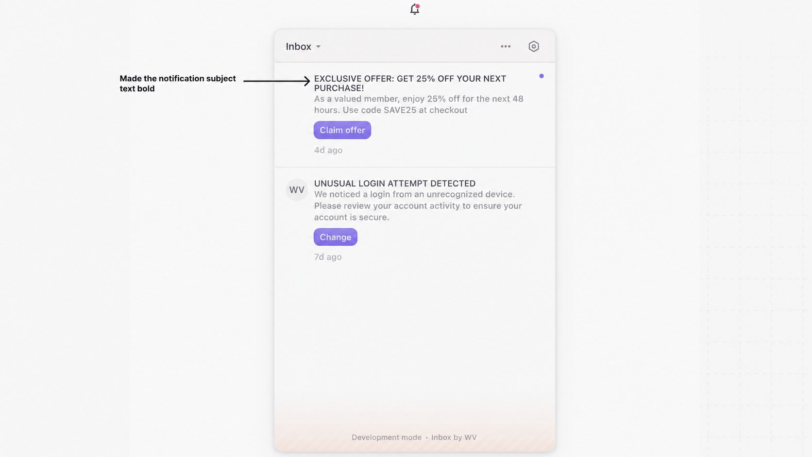 Customize notification subject