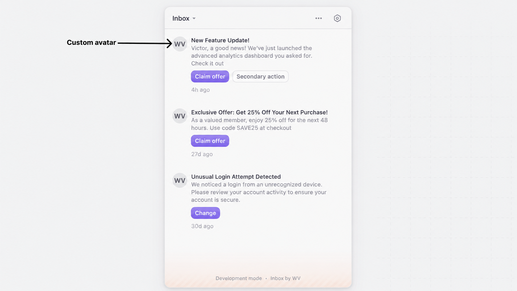 Customize the notification avatar