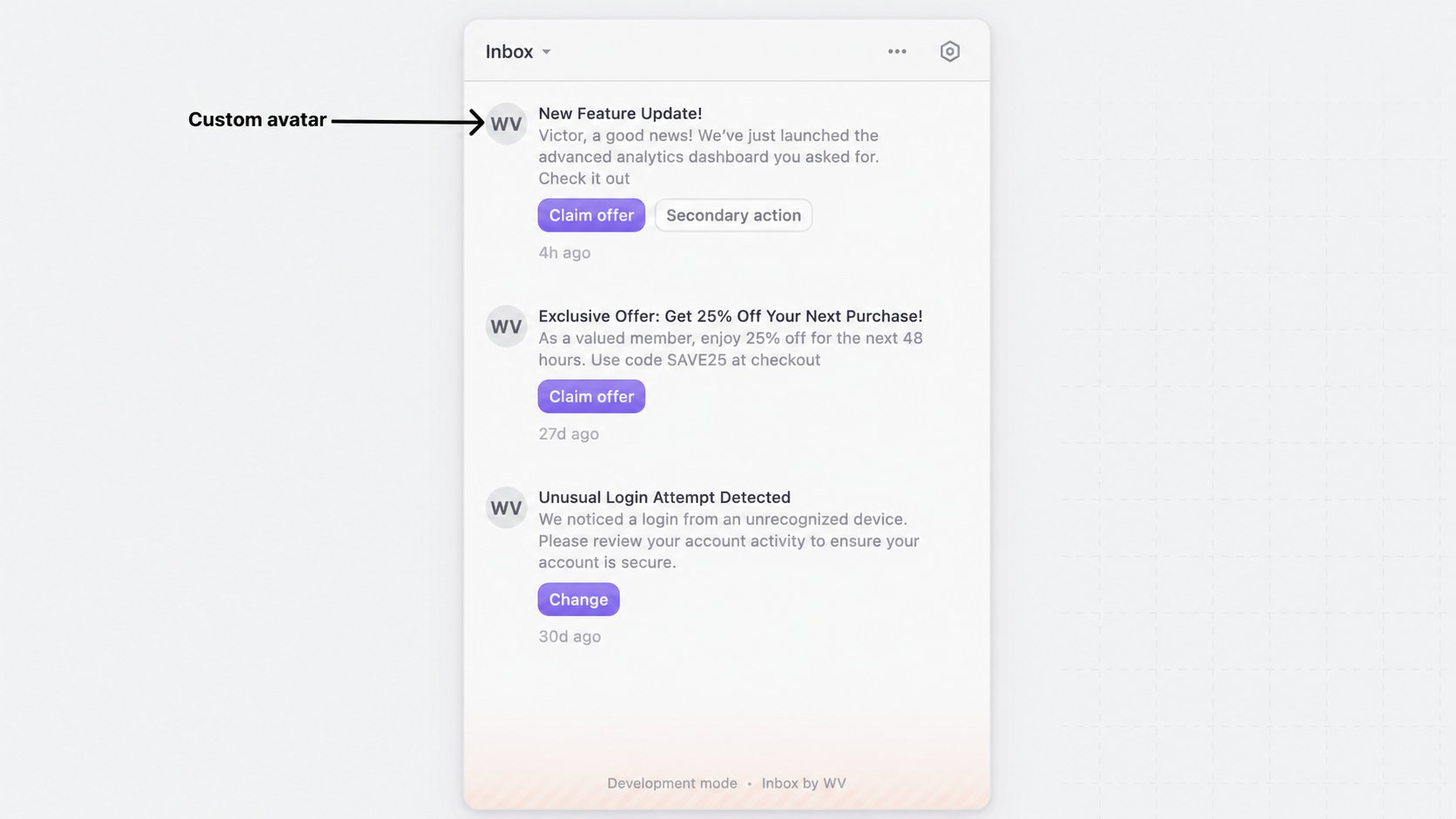 Customize the notification avatar
