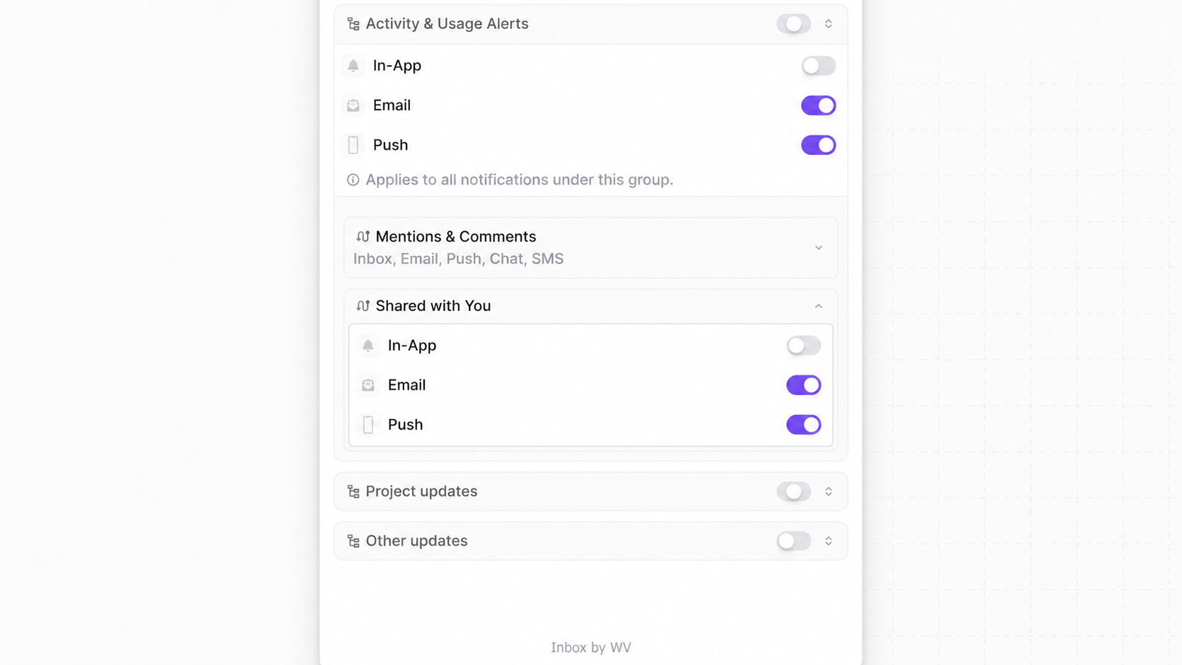 Grouping preferences