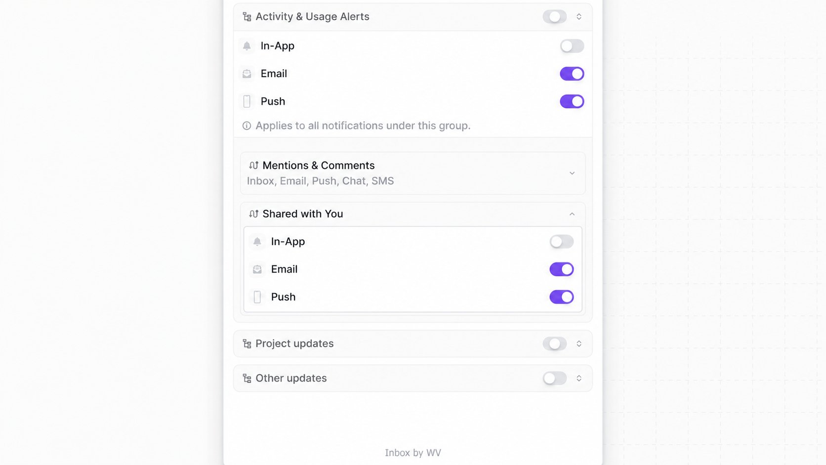Grouping preferences