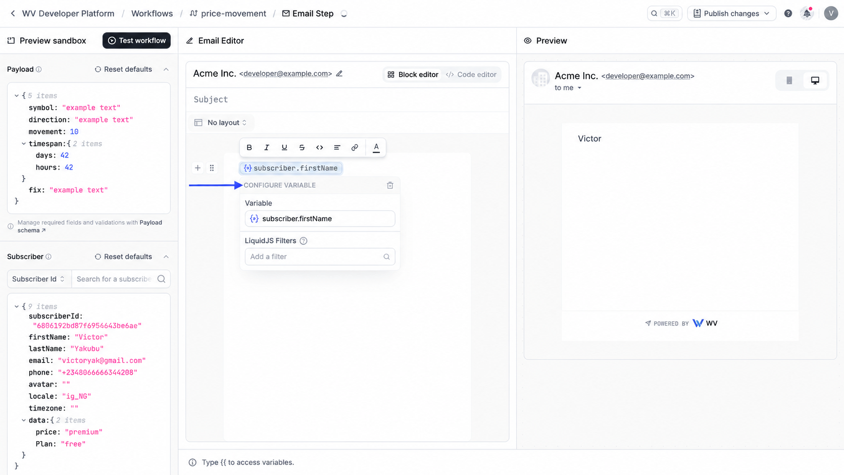 Configure variable
