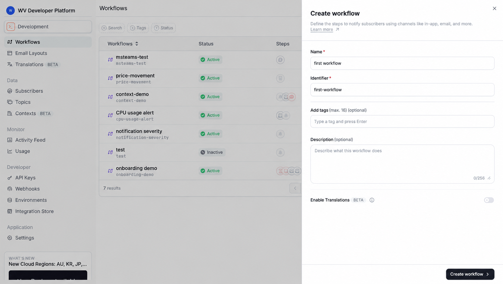 Create workflow