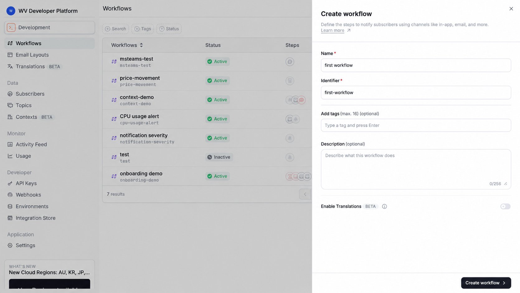 Create workflow