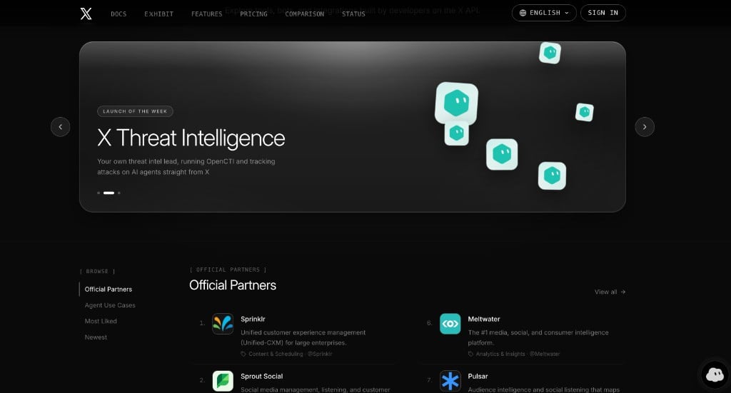 The Developer Exhibit home, with live apps in their sections