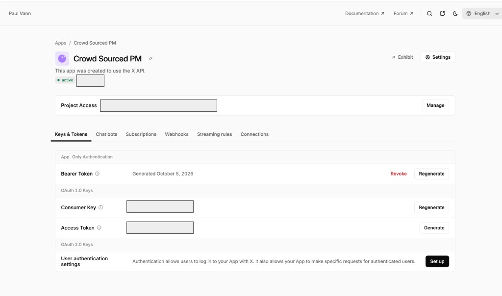 An app in the Developer Console with the Exhibit action