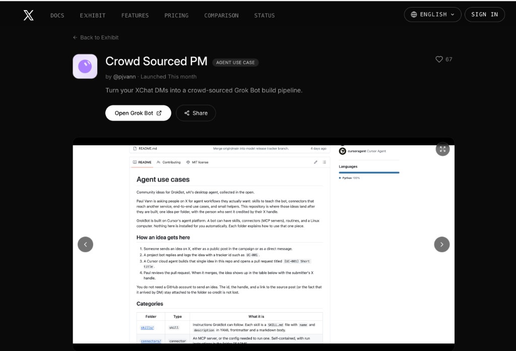 A live app page on the Developer Exhibit