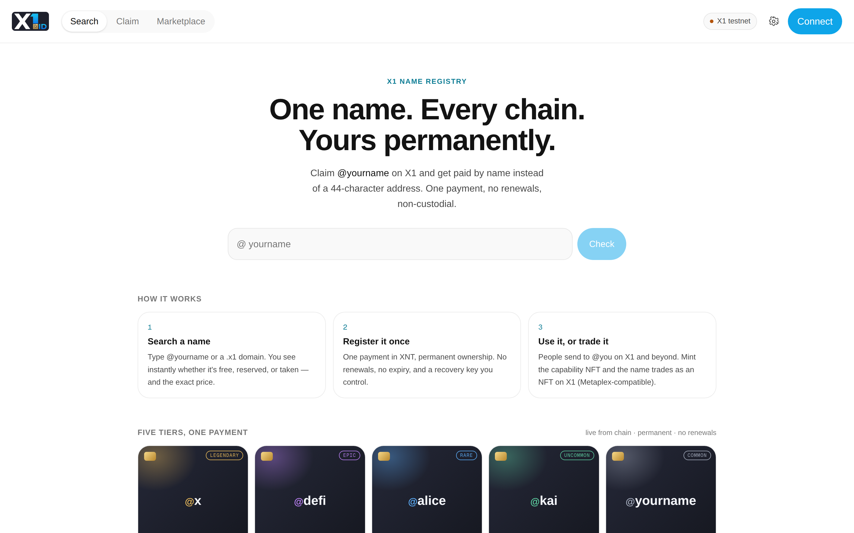 The X1ID app: One name. Every chain. Yours permanently.
