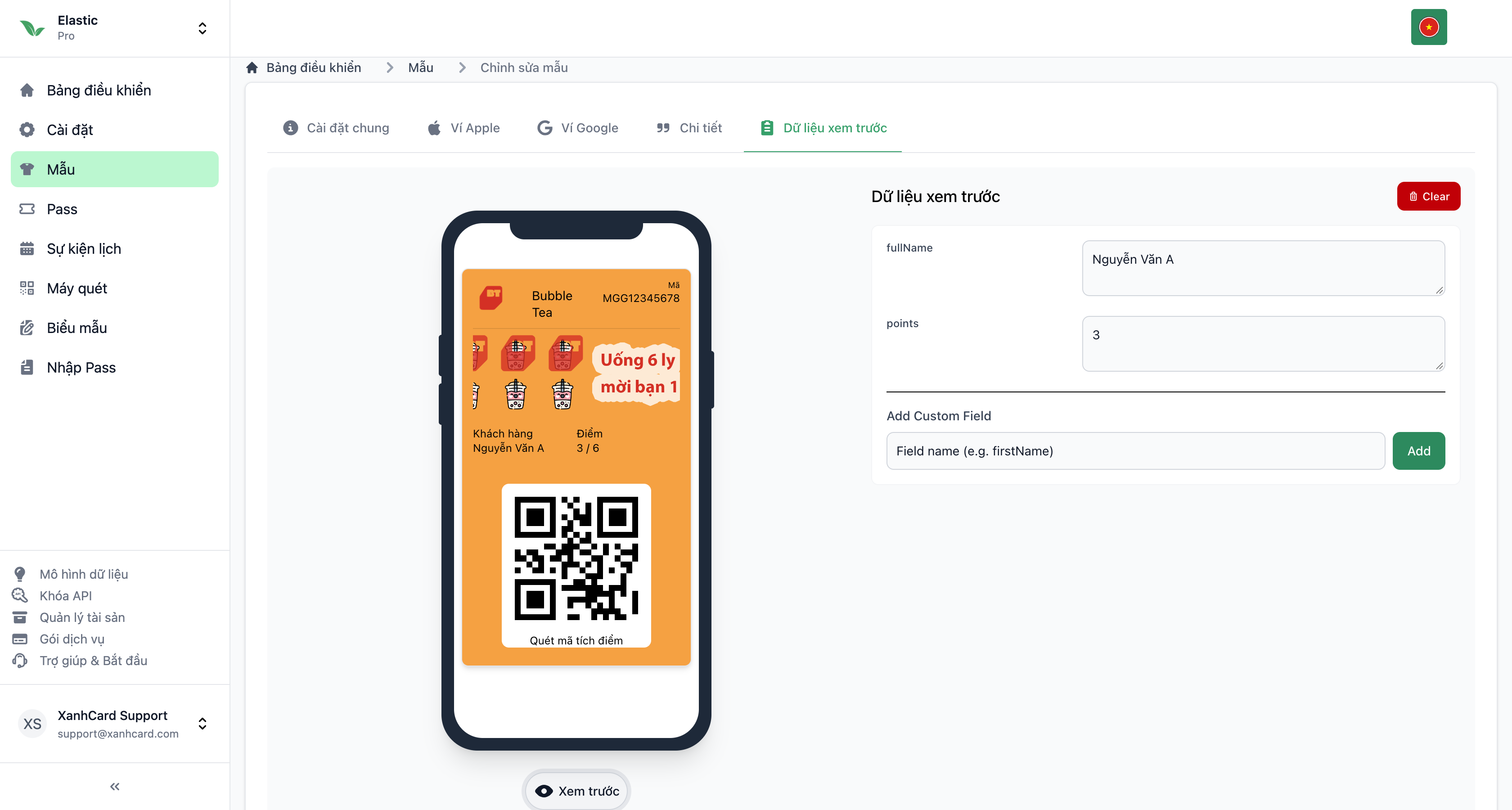 Tab Preview Data - có dữ liệu