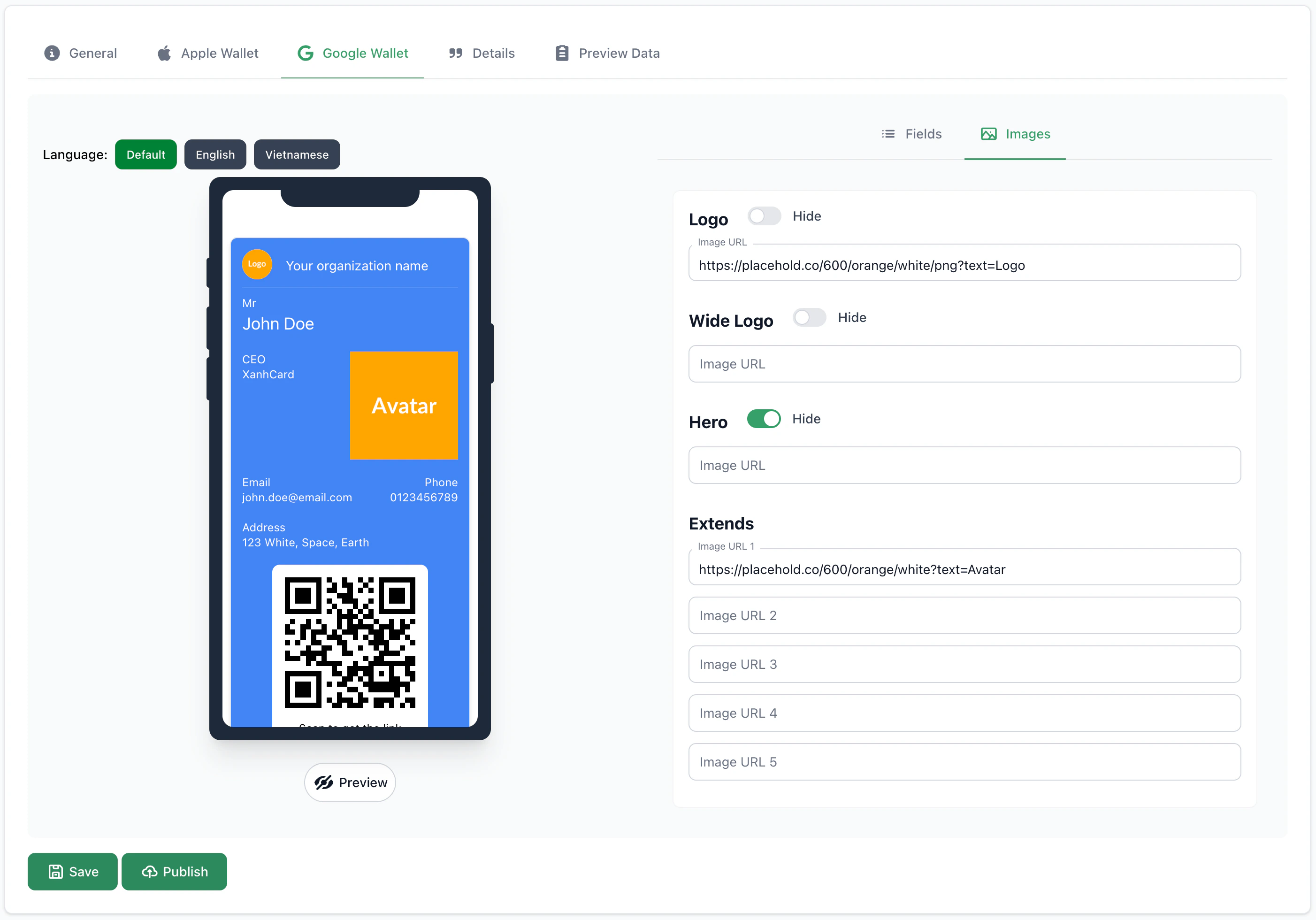 Tab Google Wallet - Images